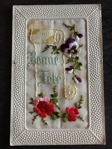 Carte brodee bonne - bonne, fete