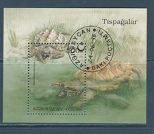 BLOC  faune nature vie marine   TORTUE    AZERBAYCAN  oblitéré