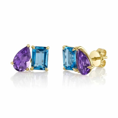 14k bleu topaze améthyste - topaze,