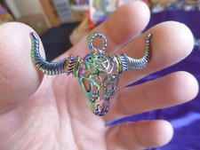 Pendentif tête de buffle en laiton Couleurs métallisées 5 cm N° 2626