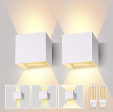 Applique Murale LED Lureshine 10W - Lot de 2 - Aluminium Blanc - Moderne - Angle