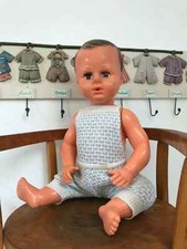 19 ⚜️ Ancien Poupon Petit Colin Baigneur Tête D'Aigle 36 Cm Assis France