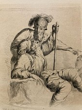 Gravure XIXe Trois Personnage