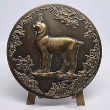 Médaille en bronze / lynx ibérique / sculpture A. Jerebtsov