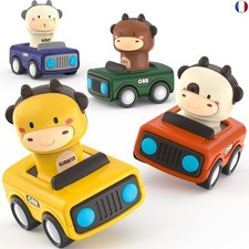 MOONTOY Petite Voiture Enfant 1 2 3 Ans,Lot de 4 Voiture Jouet Bebe 1 an,Jouets