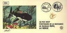 FRANCE 2007 FDC carte TINTIN Kuifje Tim HERGE cachet GUEBWILLER Haut-Rhin Shark