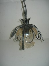 Lustre Suspension en Fer Avec Verre Attache E27 pour Ampoules À Économie