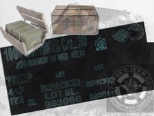 POCHOIR STENCIL MARQUAGE CAISSE MUNITION CAGETTE CAL 30 . jeep WILLYS  US