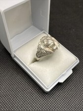 Ancienne Bague Chevalière En Argent Massif 925 Créateur Tète De Lion