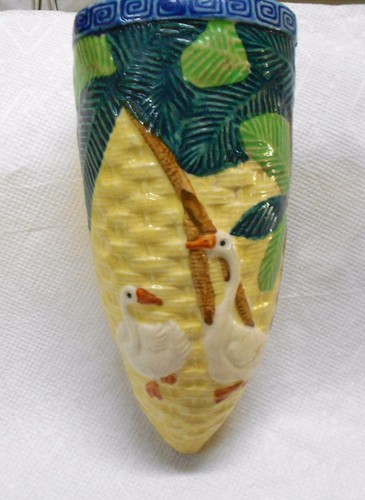Wall pocket vase hand - wall, painted