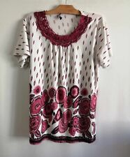 Blouse rose et blanche polyester T44 Belle Femme (2502039)