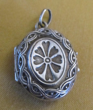 Breloque pour montre gousset pendentif argent porte photo ancienne XIXème vitre