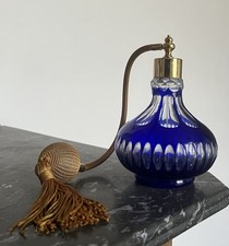 Flacon Vaporisateur Cristal Doublé Bleu Taille Renaissance Baccarat Saint-Louis