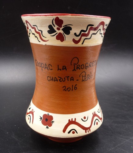 Vase terre cuite peint main - vase,