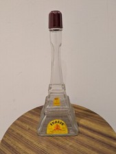 Bouteille en verre Tour Eiffel bouchon bakélite, Sirop curaçao, Pharis Paulet