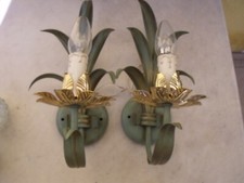 2 JOLIES APPLIQUES METAL PATINEES VERT / OR