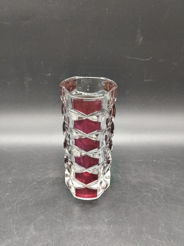 Vase verre taillé overlay - en,