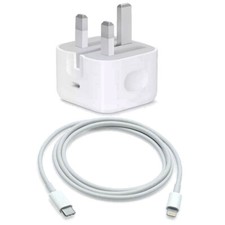 Chargeur Apple Authentique 20W Rapide UK Mains Prise USB-C Vers Câble Lightning