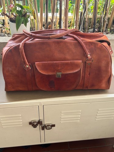 Sac voyage cuir vintage - sac, de
