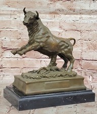 Bronze Bull Sculpture Sur Marbre – Signée Édition Limitée Collector’S Statue M