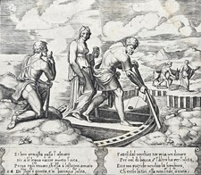 Gravure cuivre XVIIIe : Psyché au bord du bâteau de Charon.