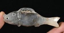 8.2CM Hongshan Culture Hetian Old Jade Carve Fish Goldfish Fishs Amulet Pendant