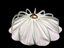 ?? ABAT JOUR ANCIEN NYLON VERT LAMPE SUSPENSION VINTAGE 70's