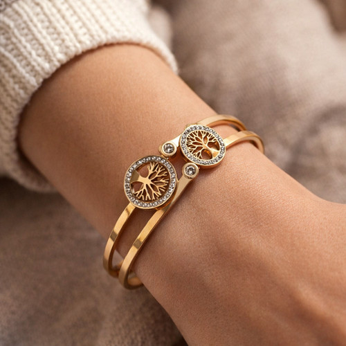 Bracelet jonc double arbre - bracelet, de