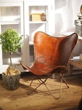 Chaise Papillon En Cuir Vintage Boho – Chaise D'Accent Faite Main