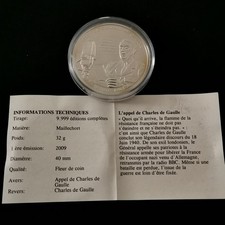 MEDAILLE 2009 APPEL DU GENERAL DE GAULLE Maillechort 40mm 32g + CERTIFICAT