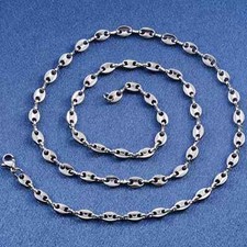 Chaine collier en acier inoxydable maille grain de café  55 cm 5 mm homme femme