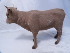 Santon devineau -  Boeuf floqué pattes bois -   Longueur  13,5 cm
