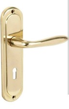 Poignée de porte à levier à plaque ronde Mocho - 1 paire - laiton poli, 189...