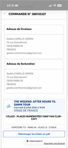 Billets the weeknd - billets, weeknd/categorie