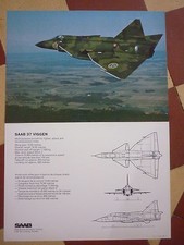 DOCUMENT PUB SAAB SCANIA AEROSPACE SAAB 37 VIGGEN SWEDEN RECTO/VERSO 
