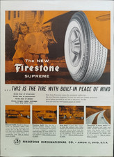 Publicité FIRESTONE SUPREME PNEUMATIQUE GOMMES 1 Page 1956 Originale VINTAGE