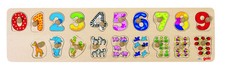 Puzzle  en bois pour apprendre à compter et connaitre les animaux