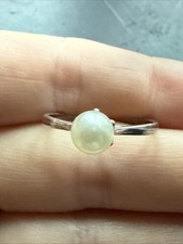 Ancienne Bague En Argent Massif 925 Jonc Alliance Anneaux Créateur perle