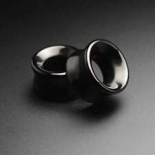 Onyx Noir Double Flare Concave Pierre Tunnel Oreille Tailles Écarteurs