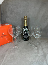RARE Lot de 6 flutes à champagne en cristal LEHMAN pour Perrier-Jouët