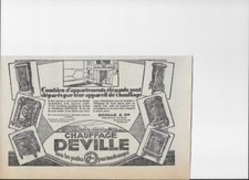 Publicité ancienne 1928 Poêle chauffage Deville  Pub 23 x 15 advert