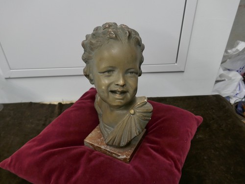Buste enfant platre peint - d'enfant,