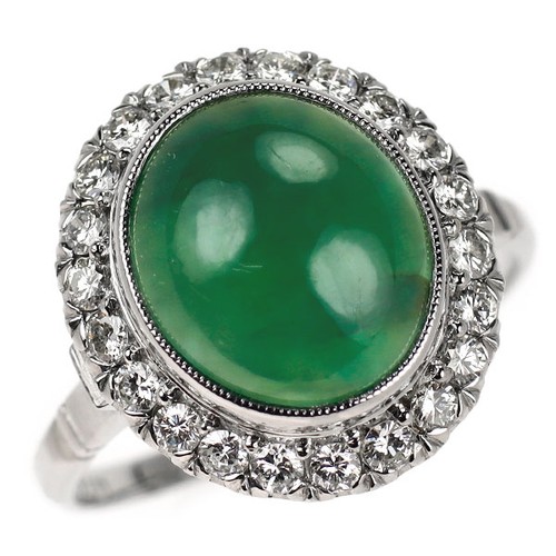 Bague diamant jade - , pt800
