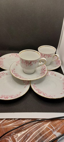 Handpaint gold rim cup set - rim,