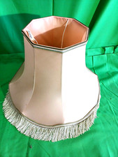 ABAT JOUR SOIE DOUBLEE FORME PAGODE FRANGES H:36cm ø:50cm ROSE PALE