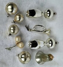 Ancienne Décoration Noël. Verre. Trompette. Boule Églomisé.Sapin. Crèche. Fêtes 