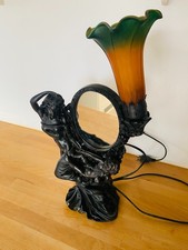 Lampe à poser style art nouveau avec miroir décoratif - Reproduction années 90