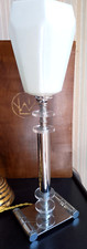 Lampe 1940s, Art déco, design moderniste, chrome, plexi, globe opaline