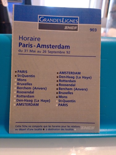 Horaires paris amsterdam 1992 - amsterdam,