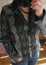 Veste blazer Jeff Gallano 40  écossais gris brodée noir col recouvert dentelle